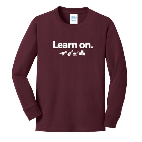 Learn On. Youth Long Sleeve T-Shirt - White Imprint (KA-PC54YLS-LEARN-W) image thumbnail