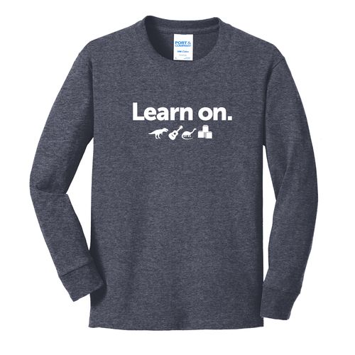 Learn On. Youth Long Sleeve T-Shirt - White Imprint (KA-PC54YLS-LEARN-W) image thumbnail