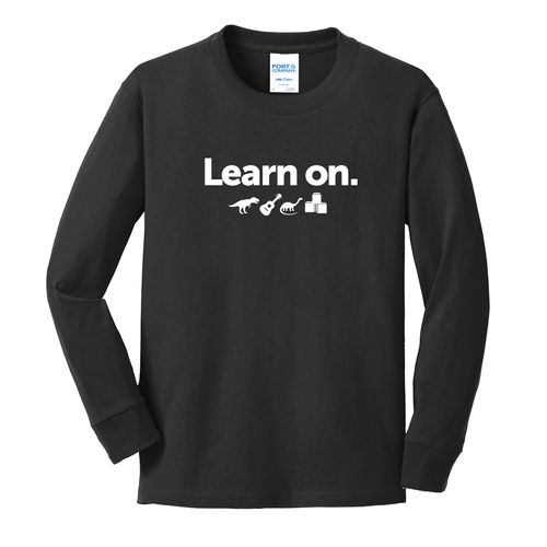 Learn On. Youth Long Sleeve T-Shirt - White Imprint (KA-PC54YLS-LEARN-W) image thumbnail