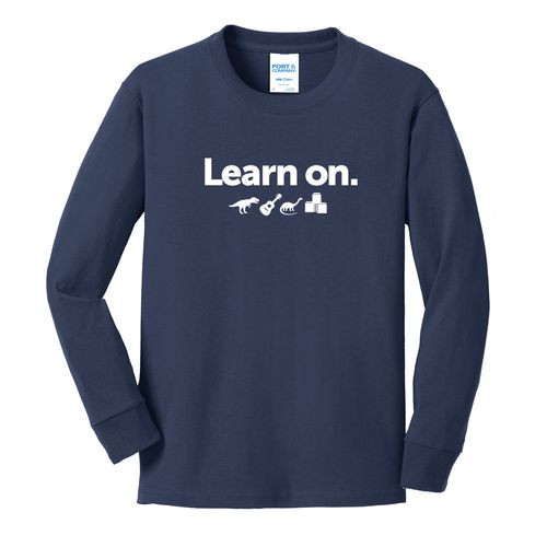 Learn On. Youth Long Sleeve T-Shirt - White Imprint (KA-PC54YLS-LEARN-W) image thumbnail