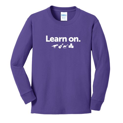 Learn On. Youth Long Sleeve T-Shirt - White Imprint (KA-PC54YLS-LEARN-W) image thumbnail