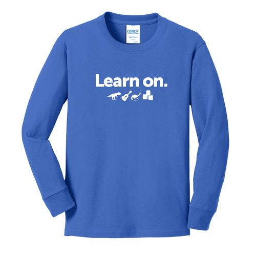 Learn On. Youth Long Sleeve T-Shirt - White Imprint (KA-PC54YLS-LEARN-W) image thumbnail