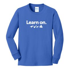 Image of Learn On. Youth Long Sleeve T-Shirt - White Imprint (KA-PC54YLS-LEARN-W)