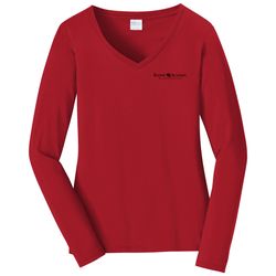 Image of Port & Company Women's Long Sleeve Fan Favorite V-Neck Tee (KA-LPC450VLS)