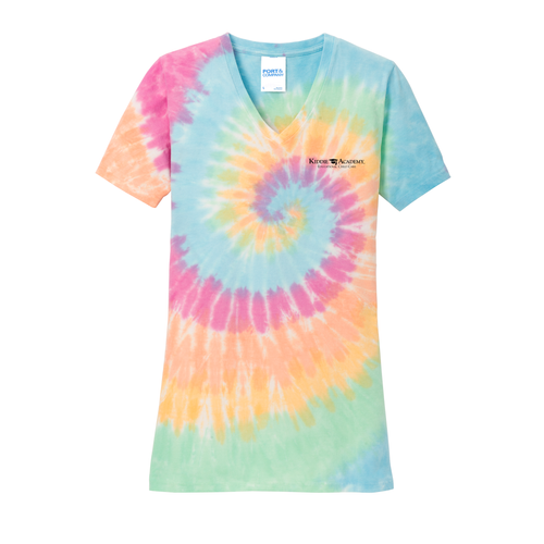 Port & Company Women's Tie-Dye V-Neck Tee - Black Imprint (KA-LPC147V-B) image thumbnail