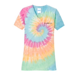 Image of Port & Company Women's Tie-Dye V-Neck Tee - Black Imprint (KA-LPC147V-B)