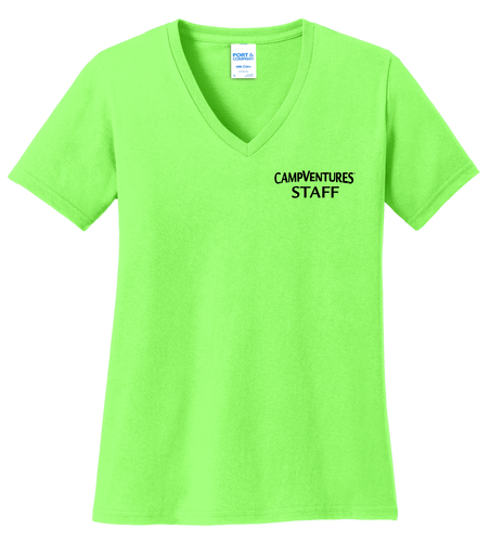 CampVentures Women's V-Neck Staff T-Shirt - Black Imprint (KA-LPC54V-CVSTF-B) image thumbnail