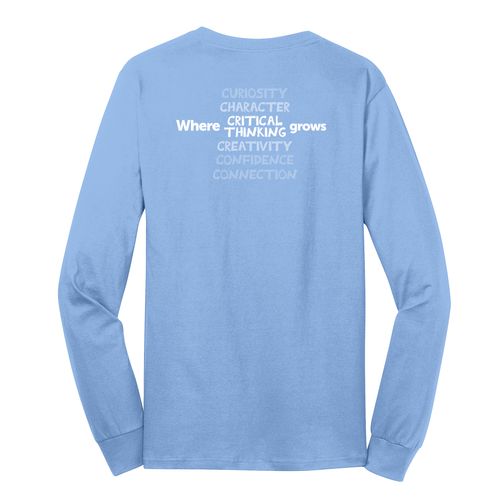 Where CRITICAL THINKING Grows HALFTONE Adult Long Sleeve T-Shirt - White Imprint (KA-PC54LS-CRITB-W) image thumbnail
