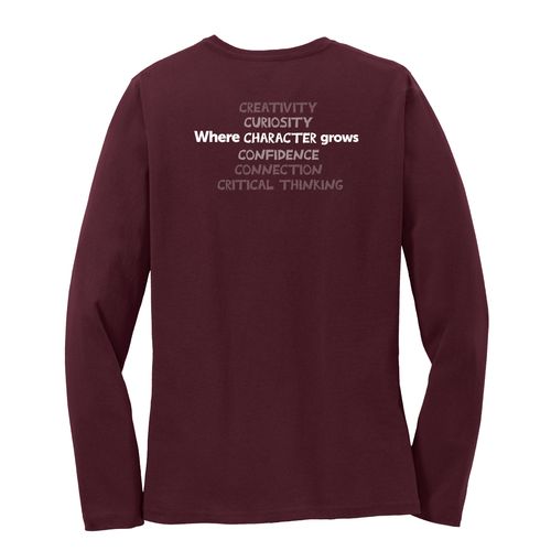 Where CHARACTER Grows HALFTONE Women's Long Sleeve T-Shirt - White Imprint (KA-LPC54LS-CHARB-W) image thumbnail