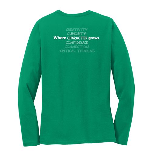 Where CHARACTER Grows HALFTONE Women's Long Sleeve T-Shirt - White Imprint (KA-LPC54LS-CHARB-W) image thumbnail