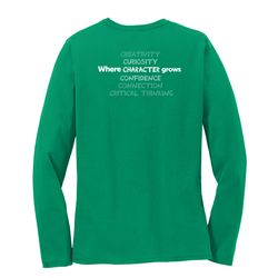Image of Where CHARACTER Grows HALFTONE Women's Long Sleeve T-Shirt - White Imprint (KA-LPC54LS-CHARB-W)