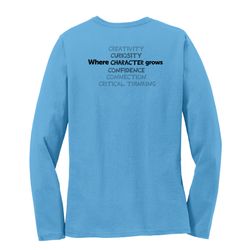 Image of Where CHARACTER Grows HALFTONE Women's Long Sleeve T-Shirt - Black Imprint (KA-LPC54LS-CHARB-B)