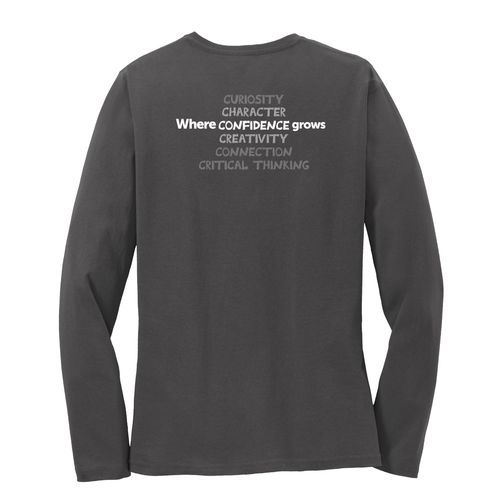 Where CONFIDENCE Grows HALFTONE Women's Long Sleeve T-Shirt - White Imprint (KA-LPC54LS-CONFB-W) image thumbnail