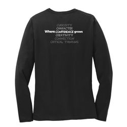 Image of Where CONFIDENCE Grows HALFTONE Women's Long Sleeve T-Shirt - White Imprint (KA-LPC54LS-CONFB-W)