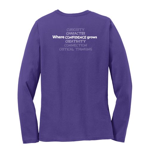 Where CONFIDENCE Grows HALFTONE Women's Long Sleeve T-Shirt - White Imprint (KA-LPC54LS-CONFB-W) image thumbnail