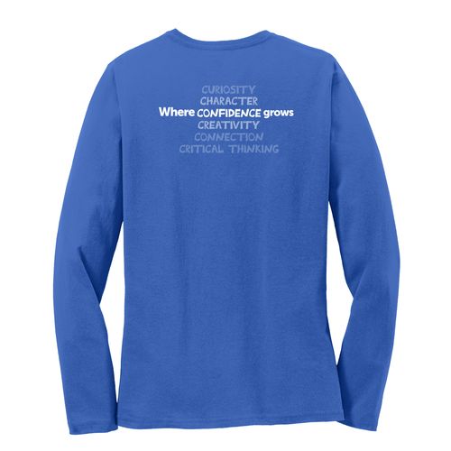 Where CONFIDENCE Grows HALFTONE Women's Long Sleeve T-Shirt - White Imprint (KA-LPC54LS-CONFB-W) image thumbnail