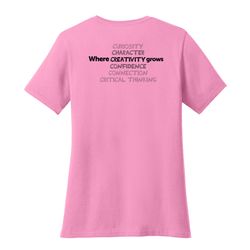 Image of Where CREATIVITY Grows HALFTONE Women's T-Shirt - Black Imprint (KA-LPC54-CREATB-B)