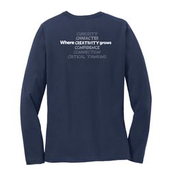 Image of Where CREATIVITY Grows HALFTONE Women's Long Sleeve T-Shirt - White Imprint (KA-LPC54LS-CREATB-W)