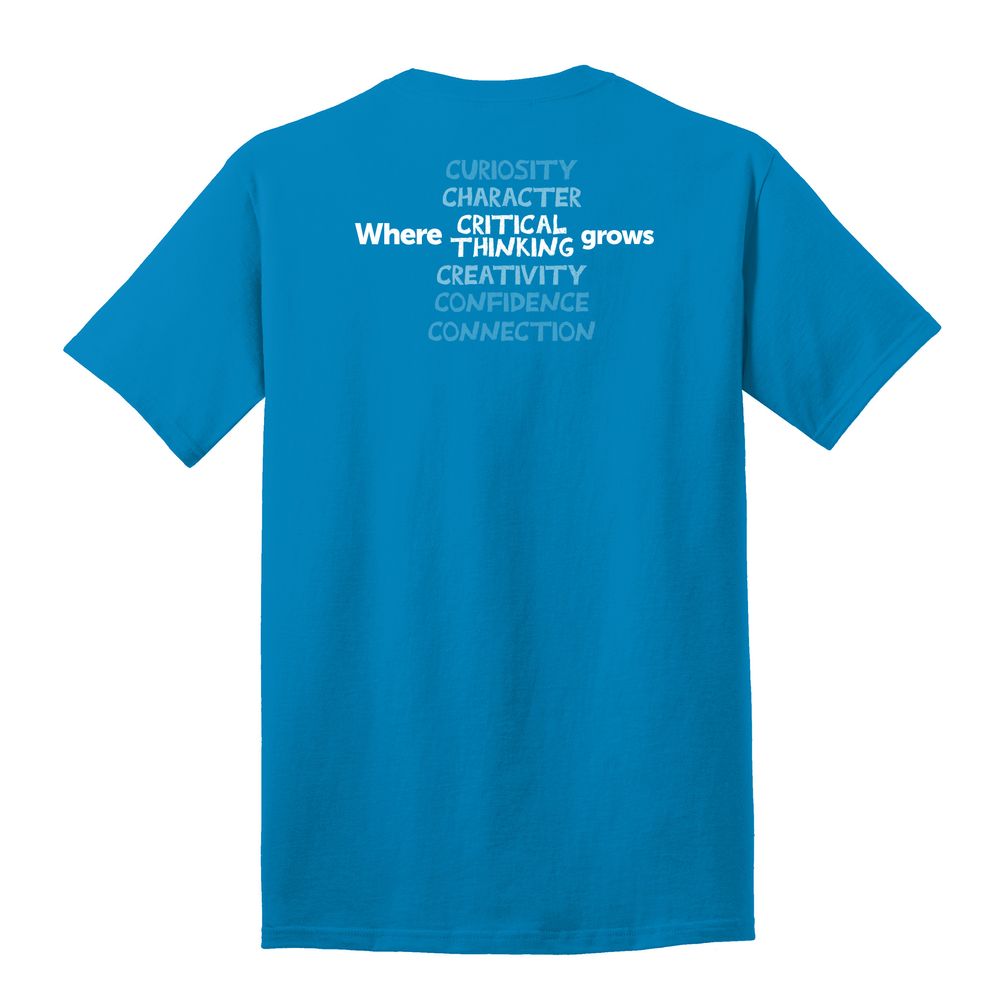 Where CRITICAL THINKING Grows HALFTONE Adult T-Shirt - White Imprint (KA-PC54-CRITB-W) primary image