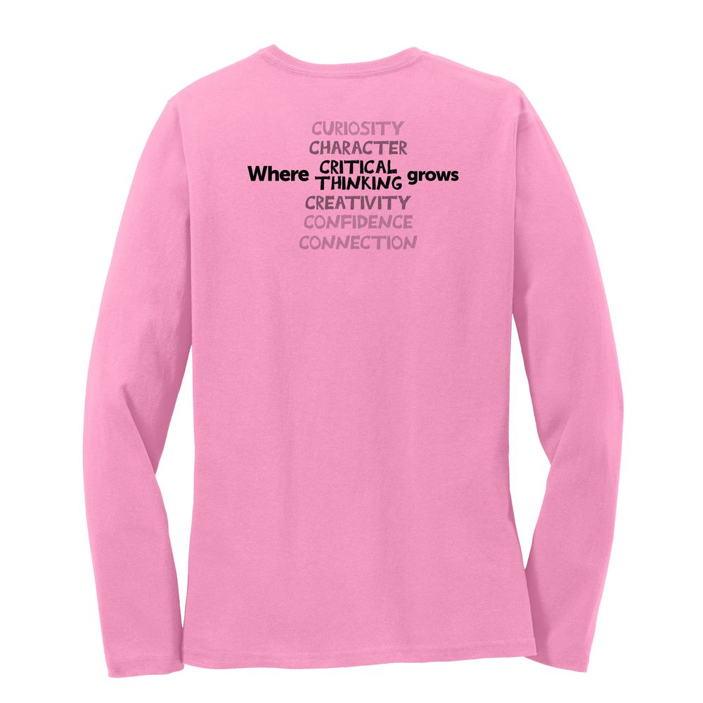 Where CRITICAL THINKING Grows HALFTONE Women's Long Sleeve T-Shirt - Black Imprint (KA-LPC54LS-CRITB-B) primary image