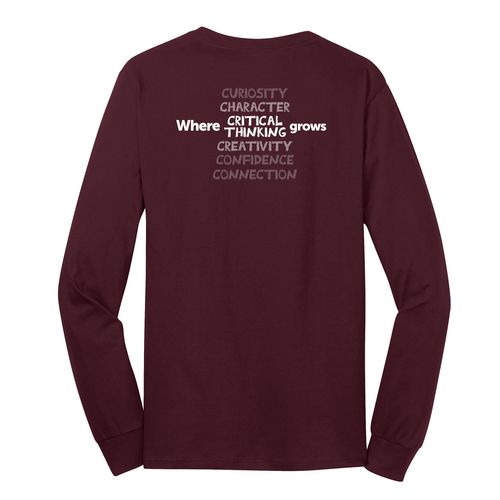 Where CRITICAL THINKING Grows HALFTONE Adult Long Sleeve T-Shirt - White Imprint (KA-PC54LS-CRITB-W) image thumbnail