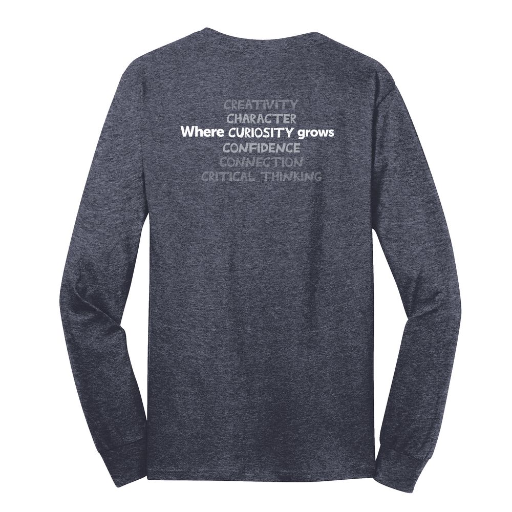 Where CURIOSITY Grows HALFTONE Adult Long Sleeve T-Shirt - White Imprint (KA-PC54LS-CURIB-W) primary image