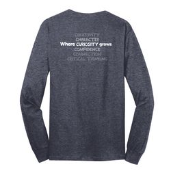 Image of Where CURIOSITY Grows HALFTONE Adult Long Sleeve T-Shirt - White Imprint (KA-PC54LS-CURIB-W)
