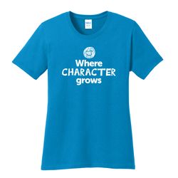 Image of Where CHARACTER Grows EMOJI Women's T-Shirt - White Imprint (KA-LPC54-CHARF-W)