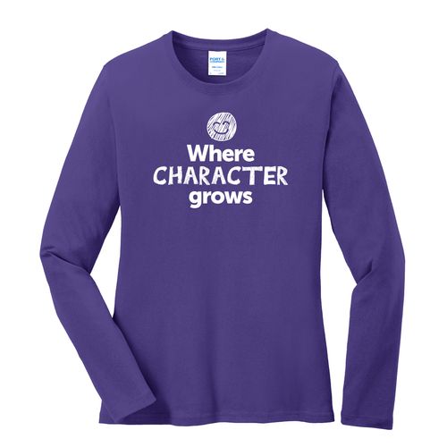 Where CHARACTER Grows EMOJI Women's Long Sleeve T-Shirt - White Imprint (KA-LPC54LS-CHARF-W) image thumbnail