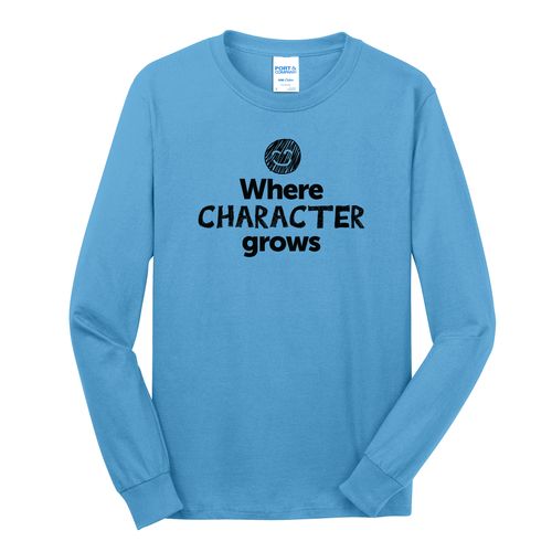 Where CHARACTER Grows EMOJI Adult Long Sleeve T-Shirt - Black Imprint (KA-PC54LS-CHARF-B) image thumbnail