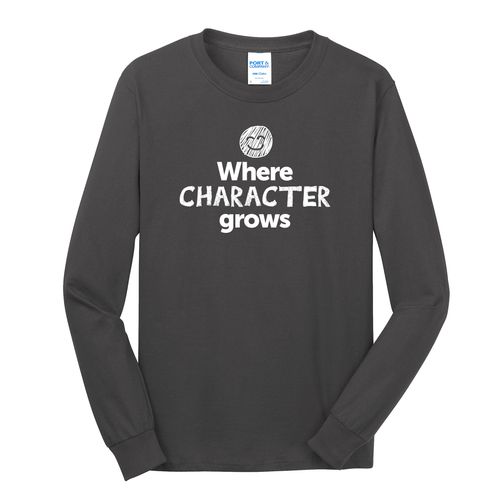 Where CHARACTER Grows EMOJI Adult Long Sleeve T-Shirt - White Imprint (KA-PC54LS-CHARF-W) image thumbnail