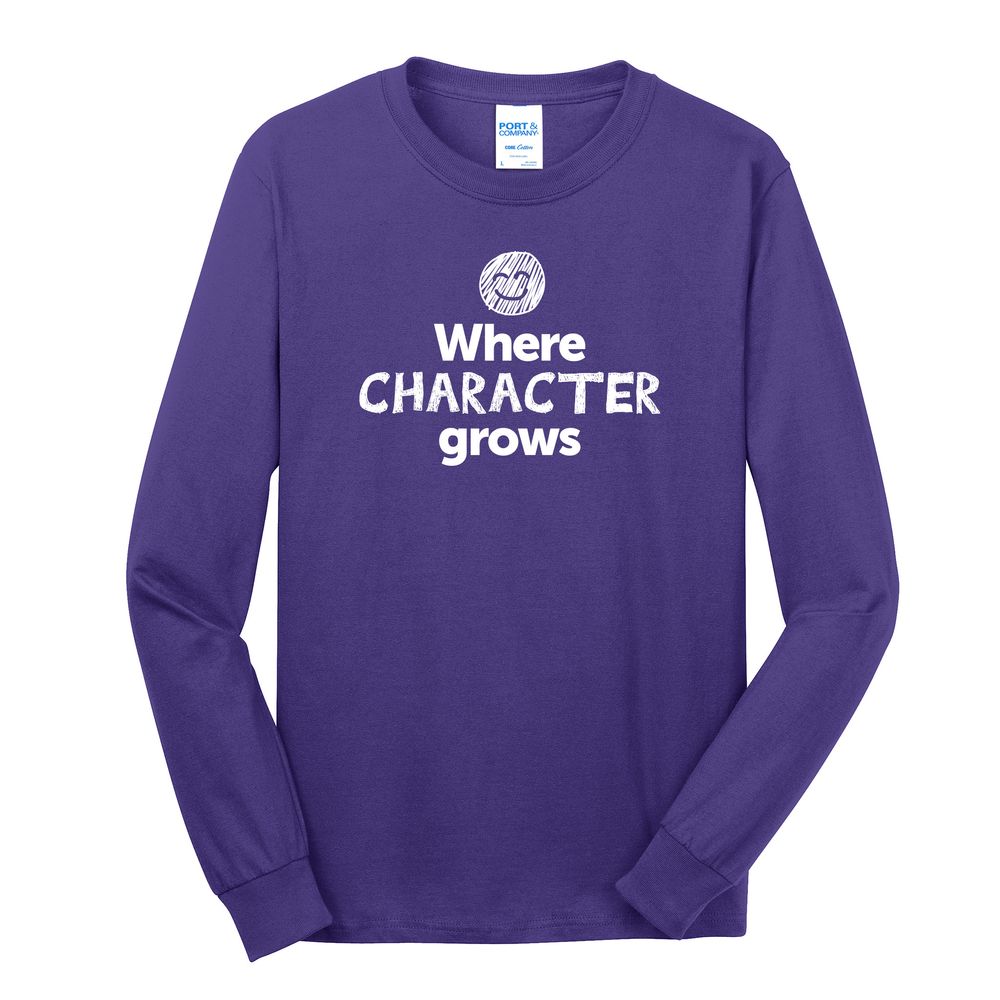 Where CHARACTER Grows EMOJI Adult Long Sleeve T-Shirt - White Imprint (KA-PC54LS-CHARF-W) primary image