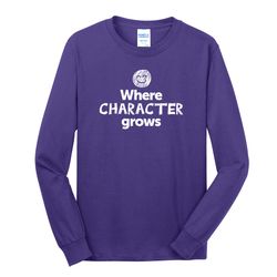 Image of Where CHARACTER Grows EMOJI Adult Long Sleeve T-Shirt - White Imprint (KA-PC54LS-CHARF-W)