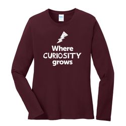 Image of Where CURIOSITY Grows EMOJI Women's Long Sleeve T-Shirt - White Imprint (KA-LPC54LS-CURIF-W)