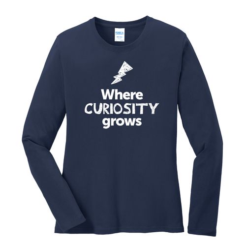 Where CURIOSITY Grows EMOJI Women's Long Sleeve T-Shirt - White Imprint (KA-LPC54LS-CURIF-W) image thumbnail