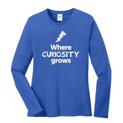 Where CURIOSITY Grows EMOJI Women's Long Sleeve T-Shirt - White Imprint (KA-LPC54LS-CURIF-W) image thumbnail