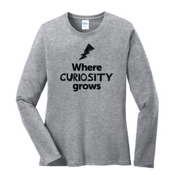 Image of Where CURIOSITY Grows EMOJI Women's Long Sleeve T-Shirt - Black Imprint (KA-LPC54LS-CURIF-B)