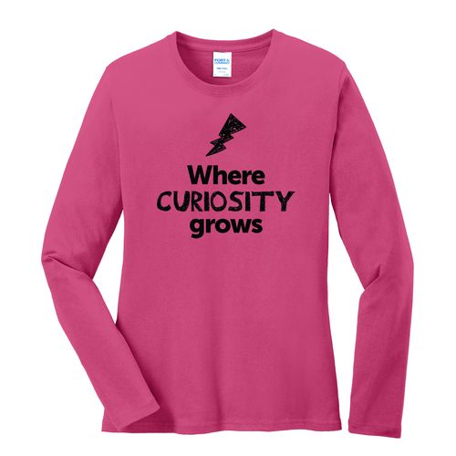 Where CURIOSITY Grows EMOJI Women's Long Sleeve T-Shirt - Black Imprint (KA-LPC54LS-CURIF-B) image thumbnail