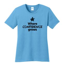 Image of Where CONFIDENCE Grows EMOJI Women's T-Shirt - Black Imprint (KA-LPC54-CONFF-B)