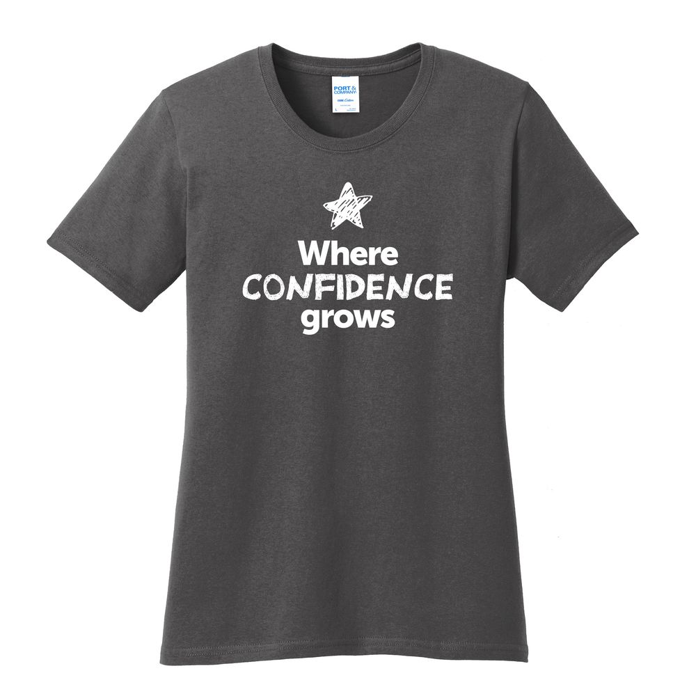 Where CONFIDENCE Grows EMOJI Women's T-Shirt - White Imprint (KA-LPC54-CONFF-W) primary image