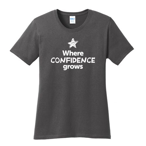 Where CONFIDENCE Grows EMOJI Women's T-Shirt - White Imprint (KA-LPC54-CONFF-W) image thumbnail