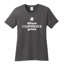 Image of Where CONFIDENCE Grows EMOJI Women's T-Shirt - White Imprint (KA-LPC54-CONFF-W)