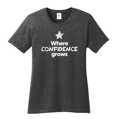 Where CONFIDENCE Grows EMOJI Women's T-Shirt - White Imprint (KA-LPC54-CONFF-W) image thumbnail