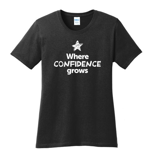 Where CONFIDENCE Grows EMOJI Women's T-Shirt - White Imprint (KA-LPC54-CONFF-W) image thumbnail