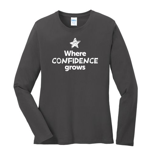 Where CONFIDENCE Grows EMOJI Women's Long Sleeve T-Shirt - White Imprint (KA-LPC54LS-CONFF-W) image thumbnail