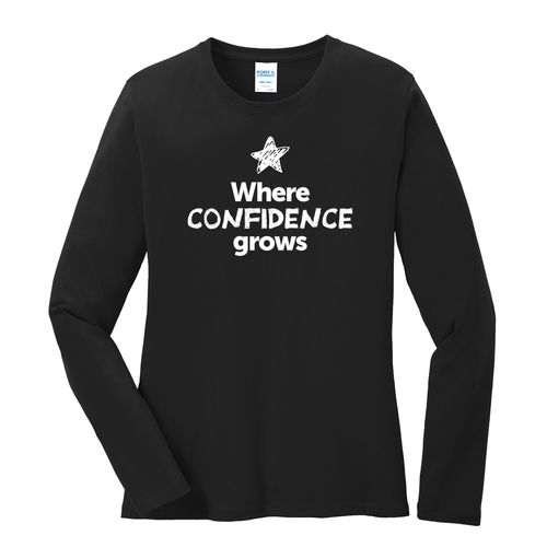 Where CONFIDENCE Grows EMOJI Women's Long Sleeve T-Shirt - White Imprint (KA-LPC54LS-CONFF-W) image thumbnail