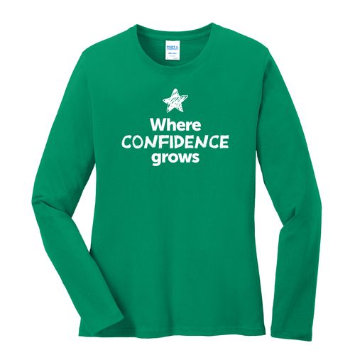 Where CONFIDENCE Grows EMOJI Women's Long Sleeve T-Shirt - White Imprint (KA-LPC54LS-CONFF-W) image thumbnail