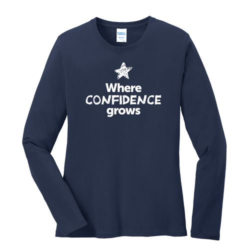 Where CONFIDENCE Grows EMOJI Women's Long Sleeve T-Shirt - White Imprint (KA-LPC54LS-CONFF-W) image thumbnail