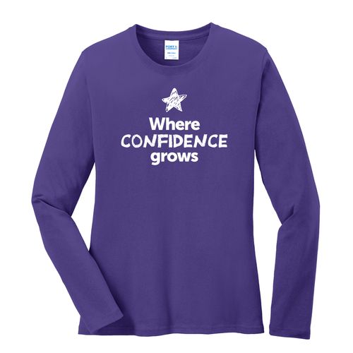 Where CONFIDENCE Grows EMOJI Women's Long Sleeve T-Shirt - White Imprint (KA-LPC54LS-CONFF-W) image thumbnail