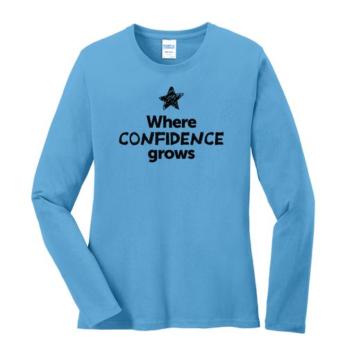 Where CONFIDENCE Grows EMOJI Women's Long Sleeve T-Shirt - Black Imprint (KA-LPC54LS-CONFF-B) image thumbnail